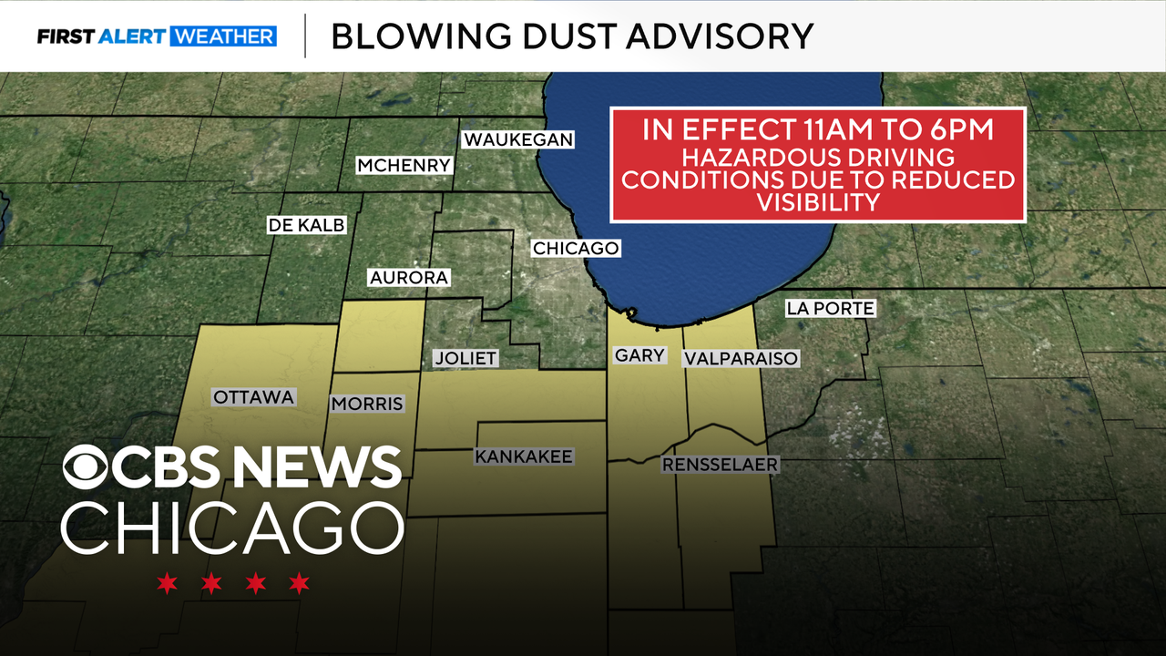 Blowing dust advisory in effect for parts of Chicago area Monday