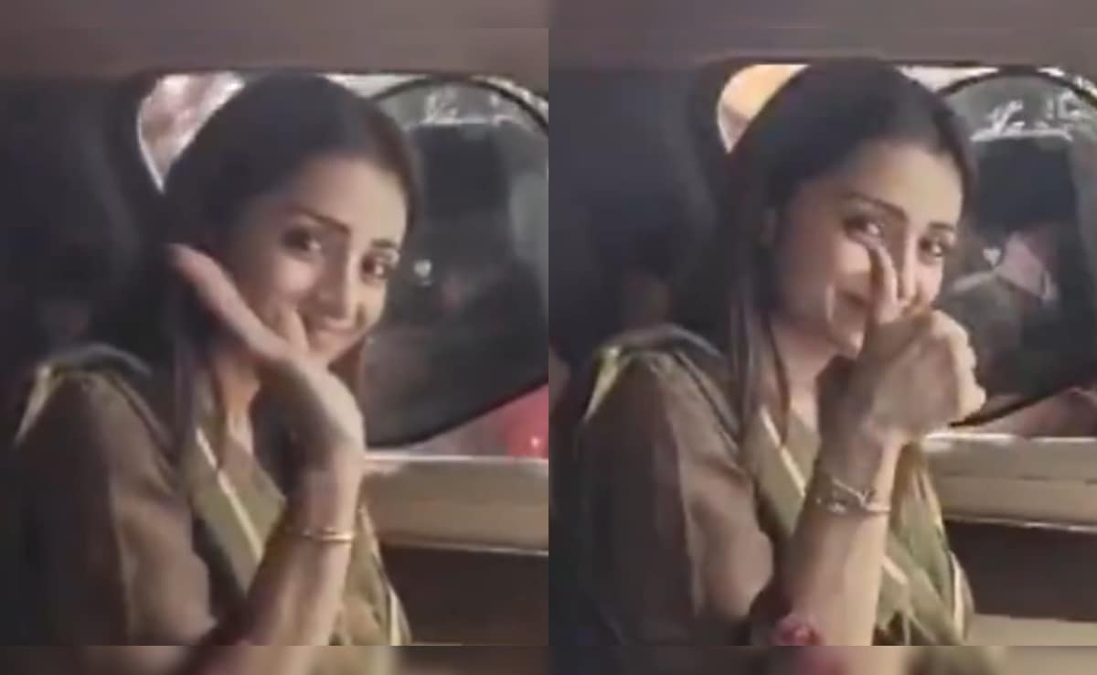 Trisha gives thumbs up as she leaves Vijay's home amid TVK's lead in Tamil Nadu polls, watch