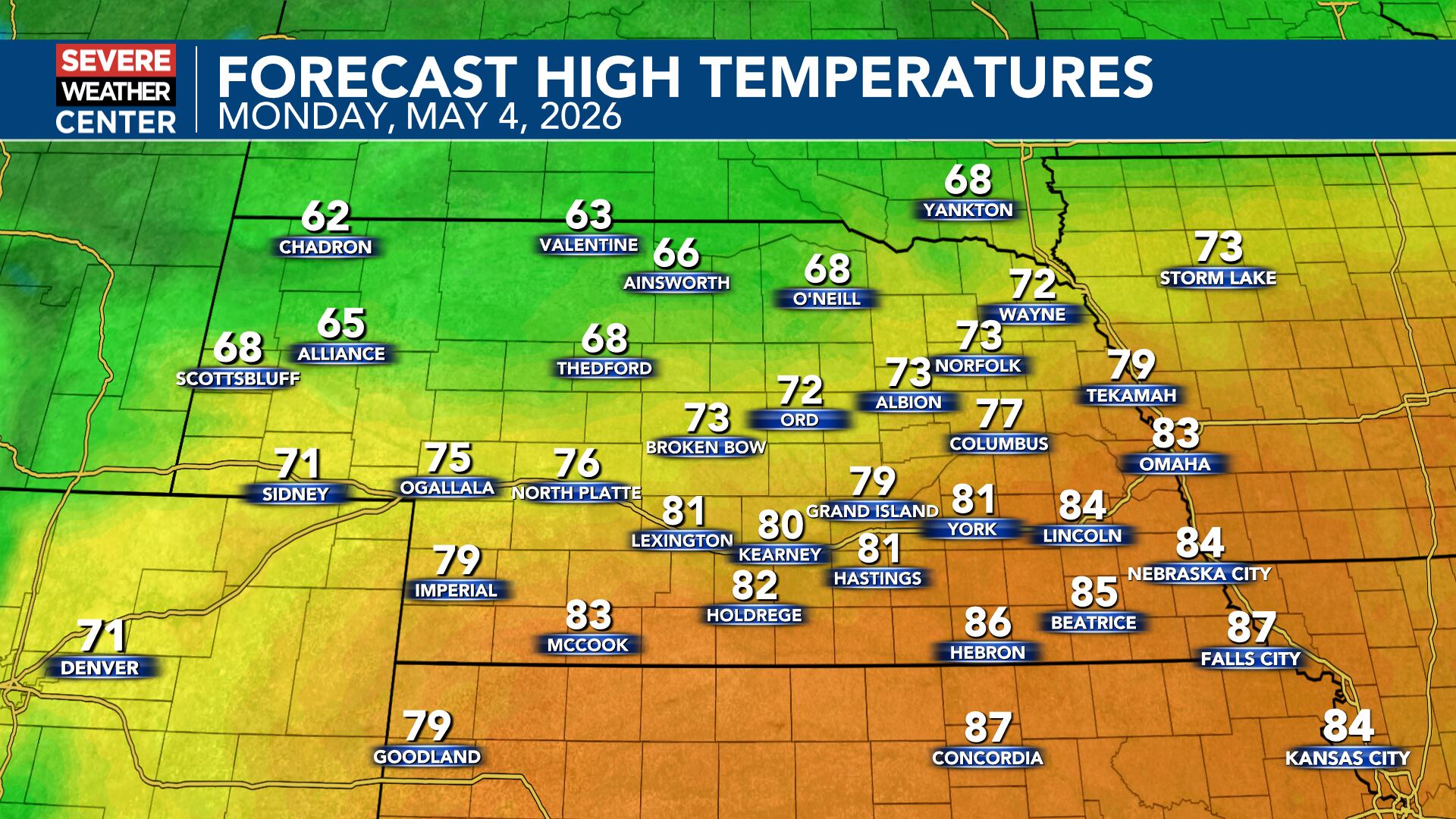 Warm and breezy for Monday with cloudy, cooler conditions into Tuesday