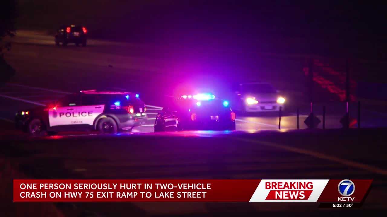 One person seriously hurt in fiery two-car crash