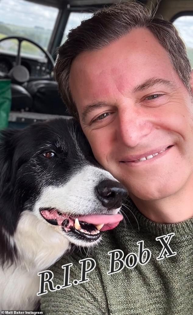 Matt Baker's has announced the tragic death of his beloved Border Collie Bob