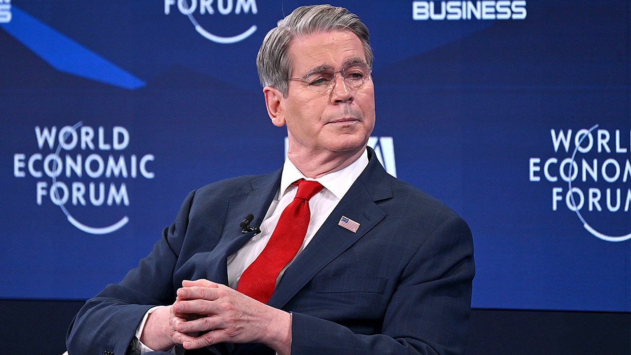 Treasury Secretary Scott Bessent speaks at the 56th World Economic Forum Annual Meeting in Davos, Switzerland, on Jan. 20.