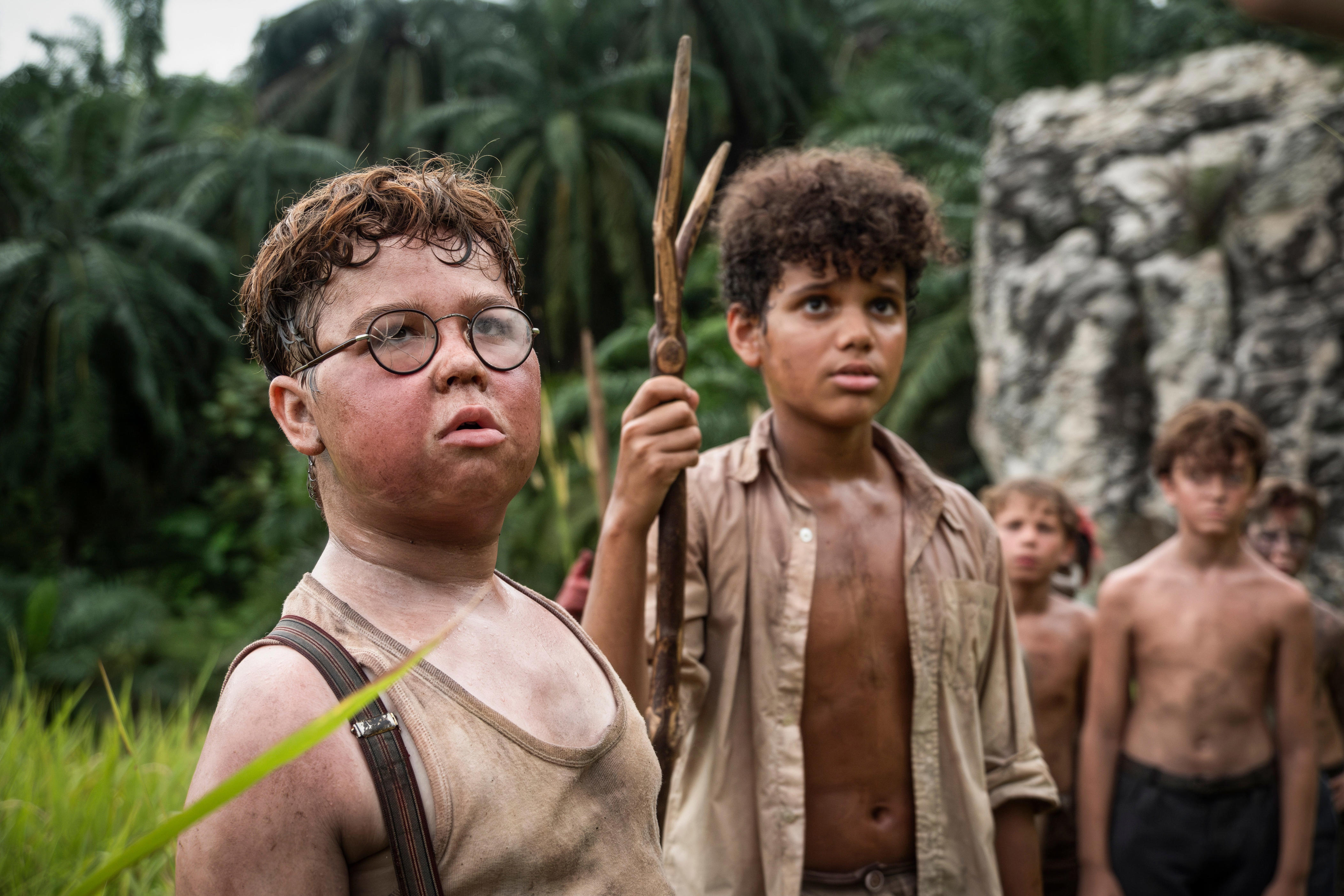David McKenna as Piggy and Winston Sawyers as Ralph in "Lord of the Flies."