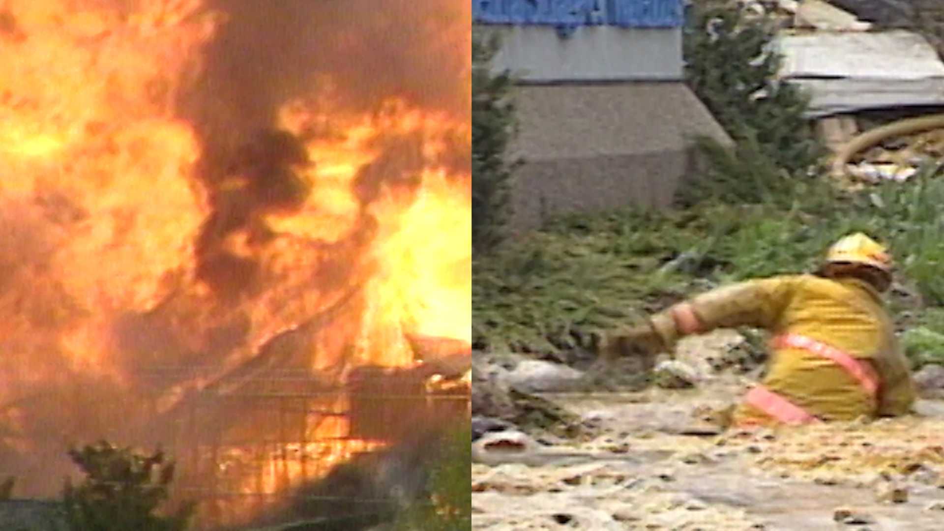 This warehouse fire left firefighters standing in a foot of melted butter