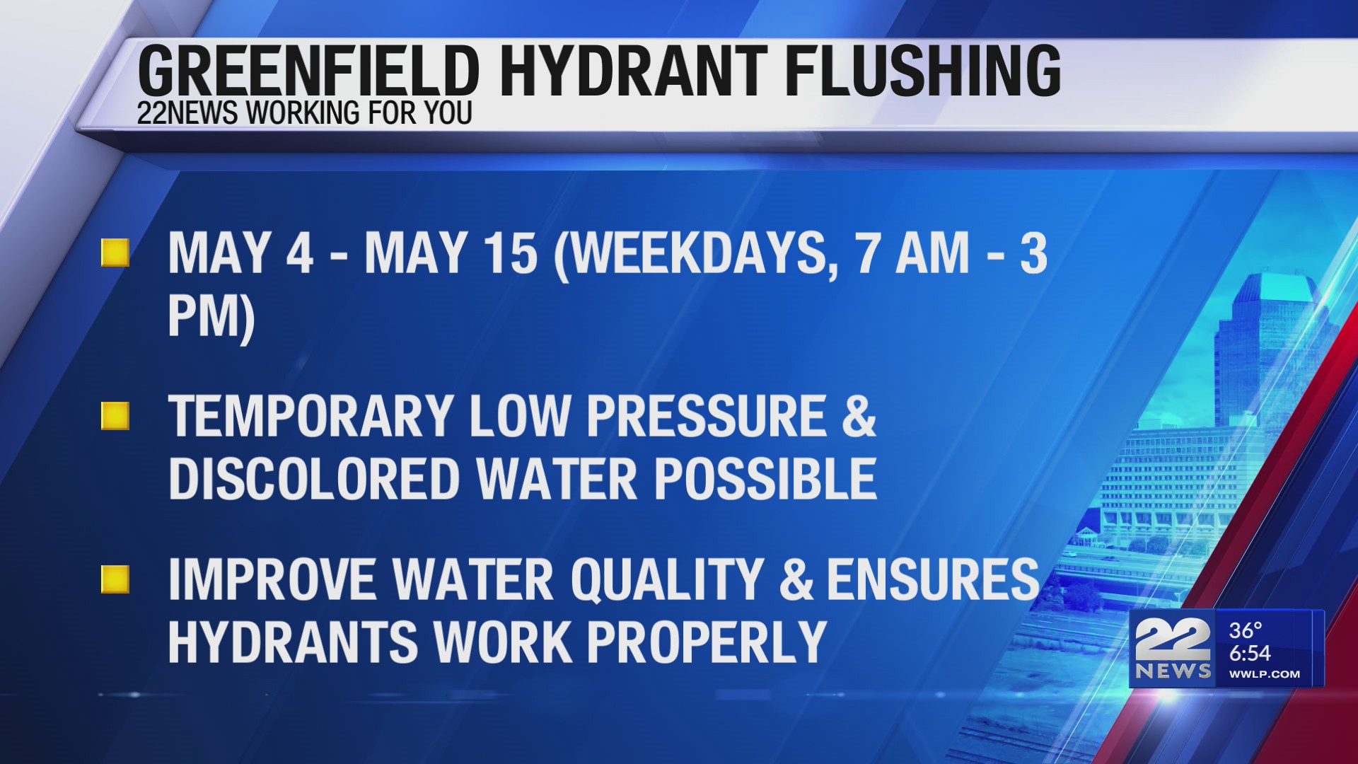 Greenfield Water to flush hydrants for annual maintenance