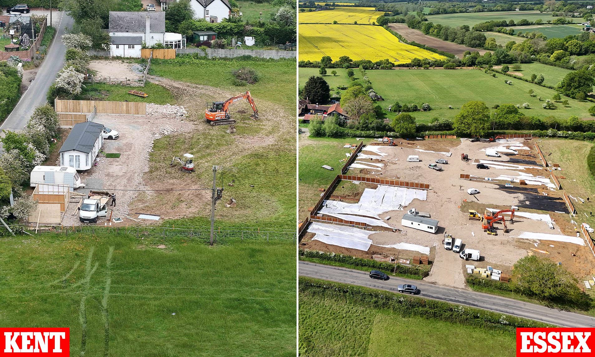 raveller Bank Holiday land grabs: Army of workers drag caravans into ...