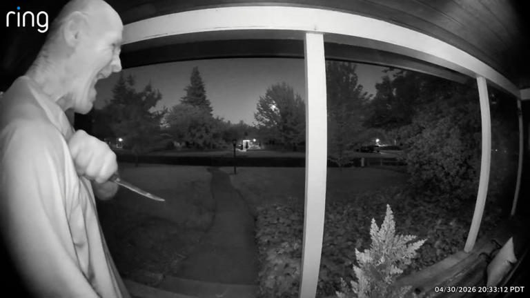 'Bizarre' acting man with knife seen on doorbell cameras arrested twice ...