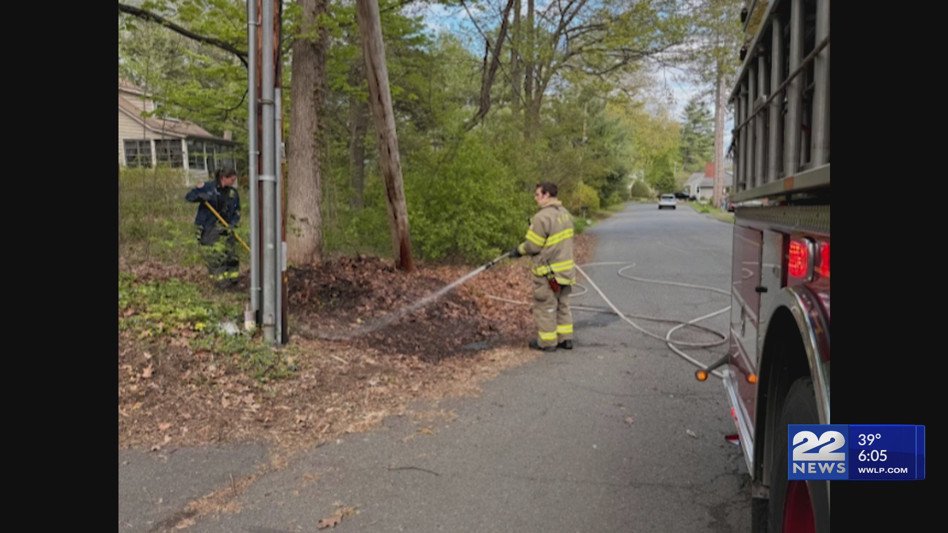 Electrical malfunction sparks small brush fire in Northampton