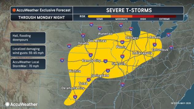 Severe storms to rattle central, eastern US in first full week of May