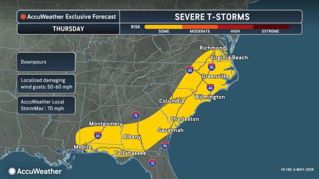 Severe storms to rattle central, eastern US in first full week of May