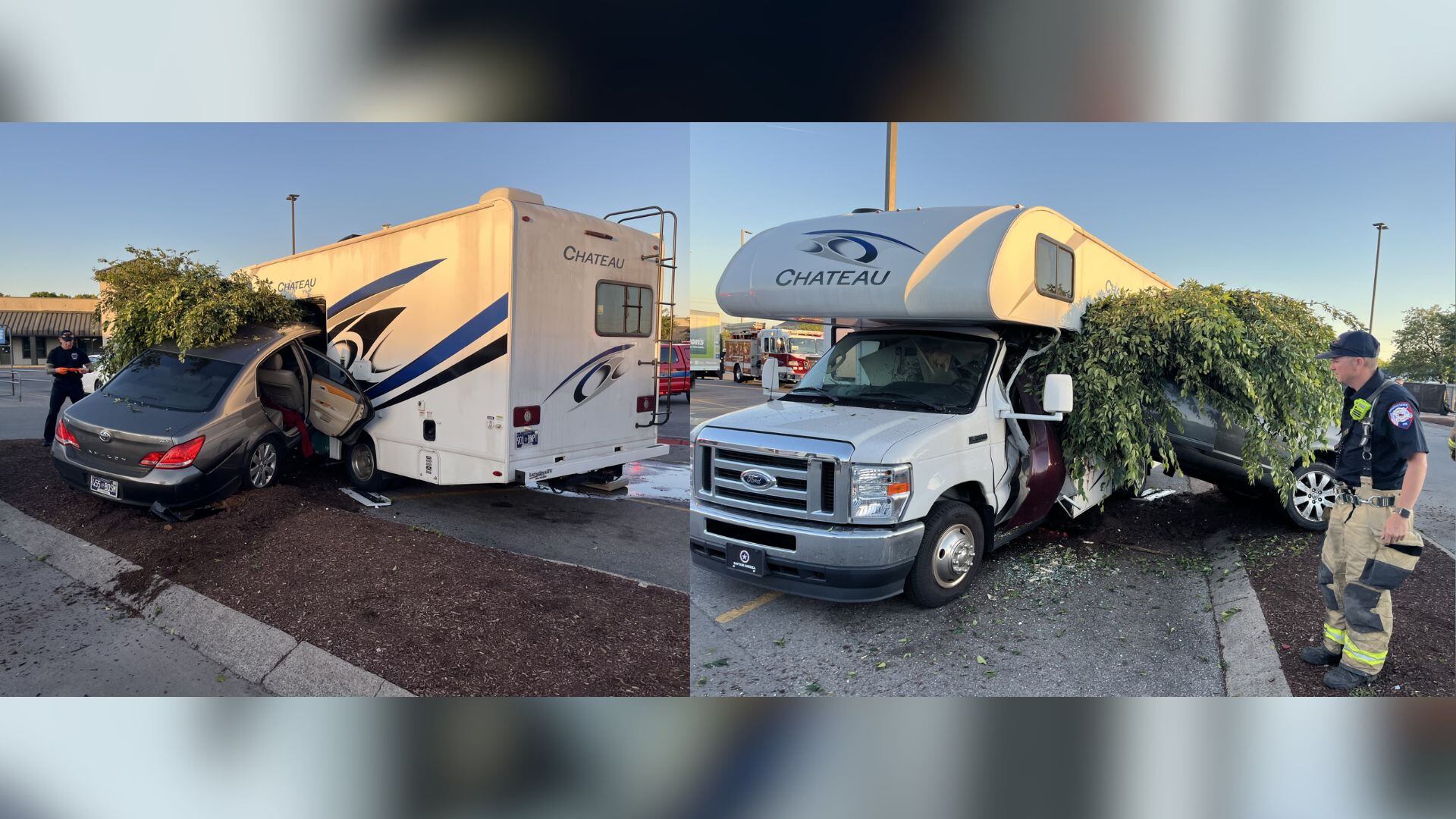 Injuries reported after car crashes through RV in Kroger parking lot in ...