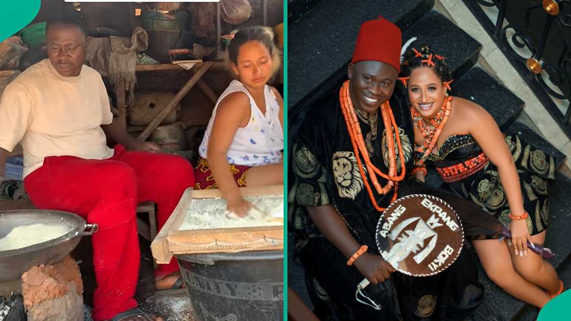 Watch rare video of Nigerian man and wife frying garri