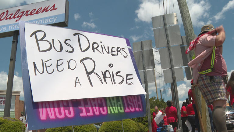 NHCS bus drivers protest pay, sound alarm on growing driver shortage