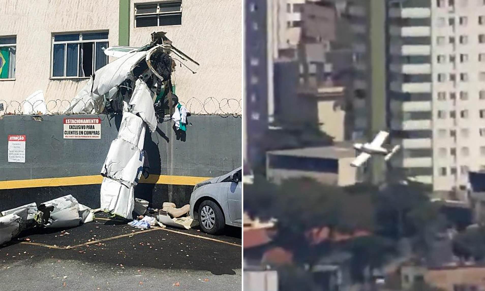 Moment plane crashes just minutes after takeoff in Brazil - killing three