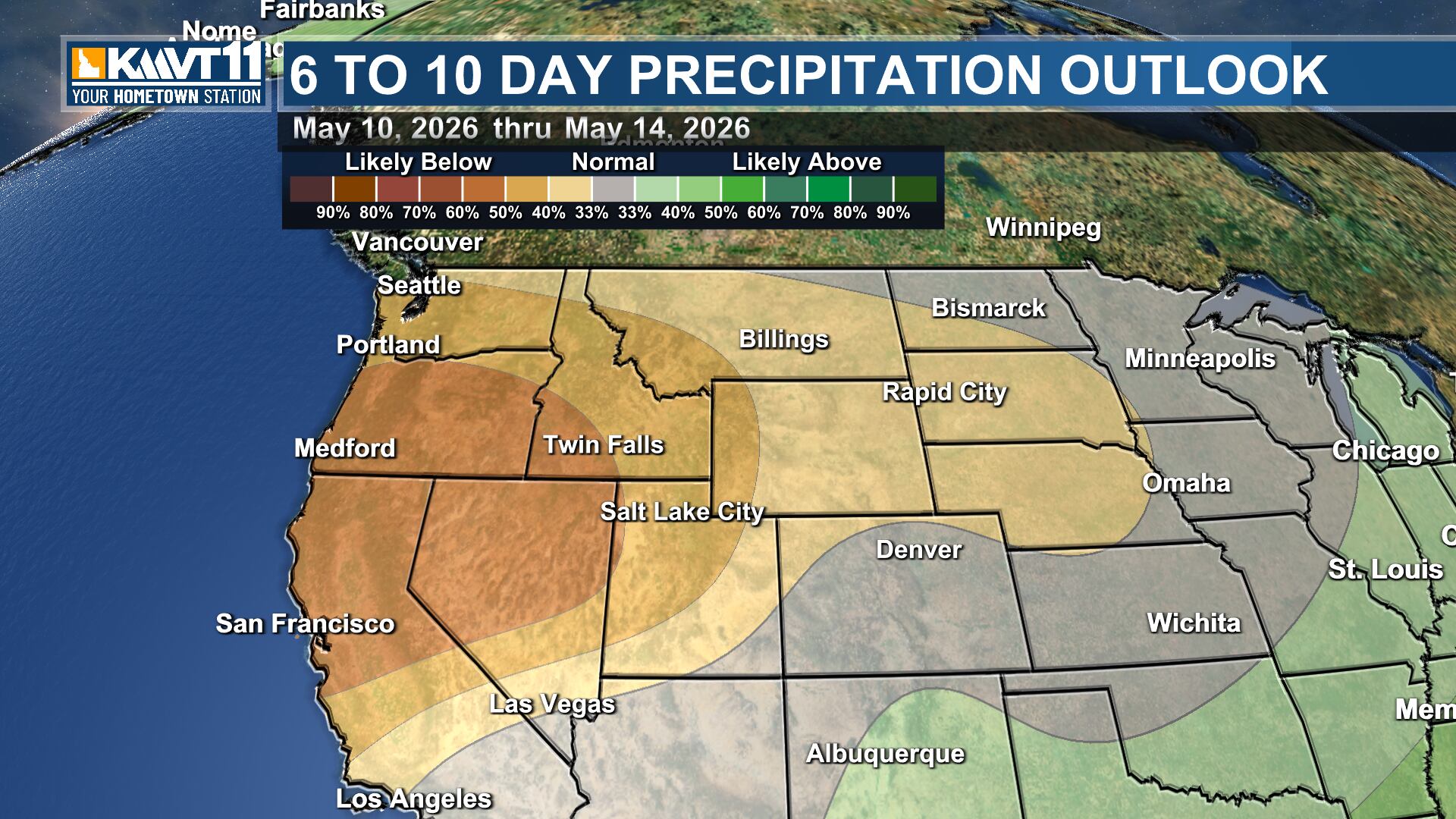 Sunny and warm to start the week then a slight chance for rain Tuesday