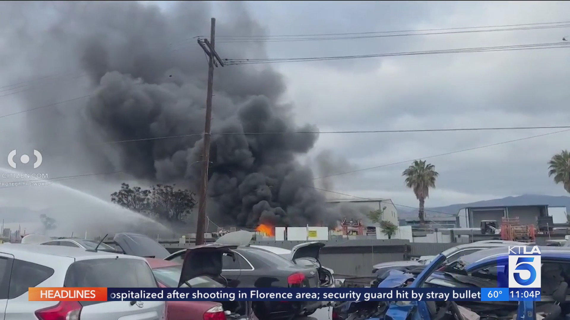 Over 100 firefighters battle massive blaze at San Fernando Valley auto ...