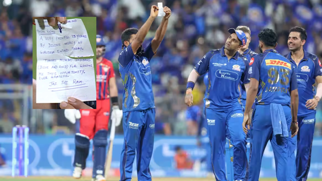 Raghu Sharma celebrates maiden wicket with 'Jai Shri Ram' note ...