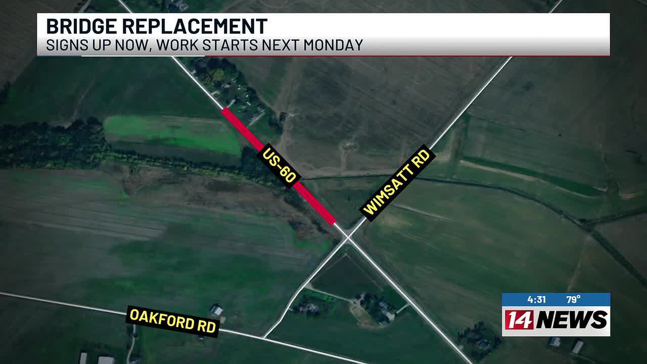 Bridge replacement work next week along US 60 in Daviess County