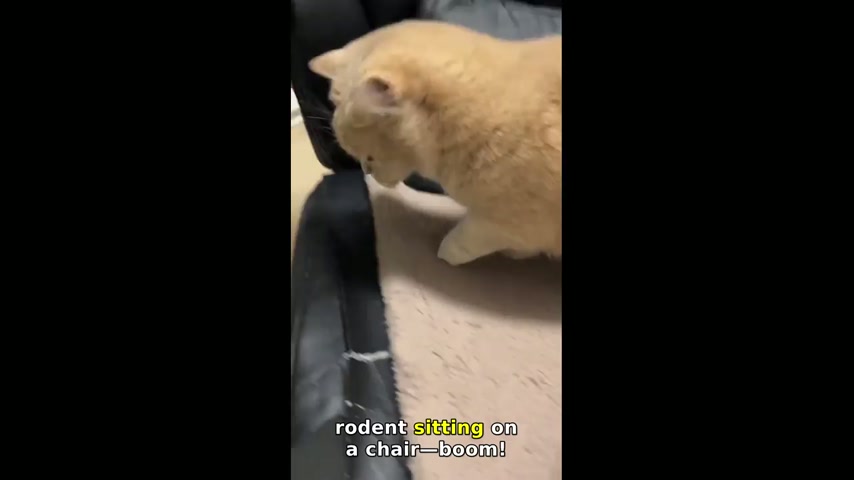 Playful cat surprises rodent in Liaoning