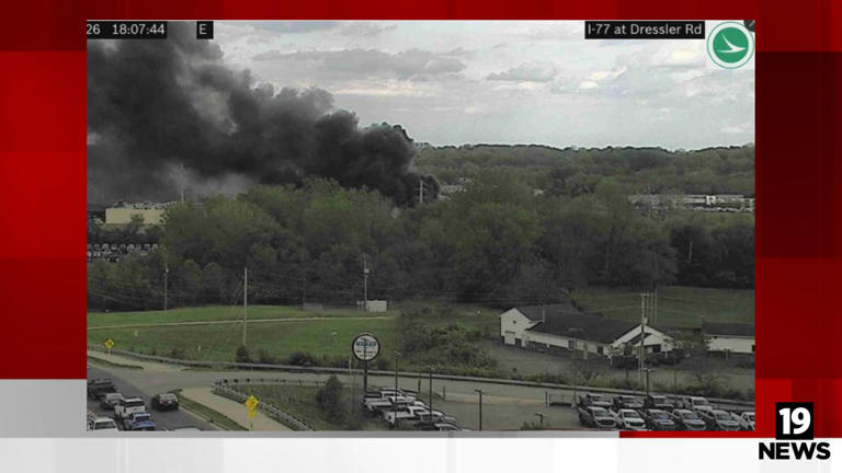 Crews respond to vehicle scrap yard fire in Jackson Township