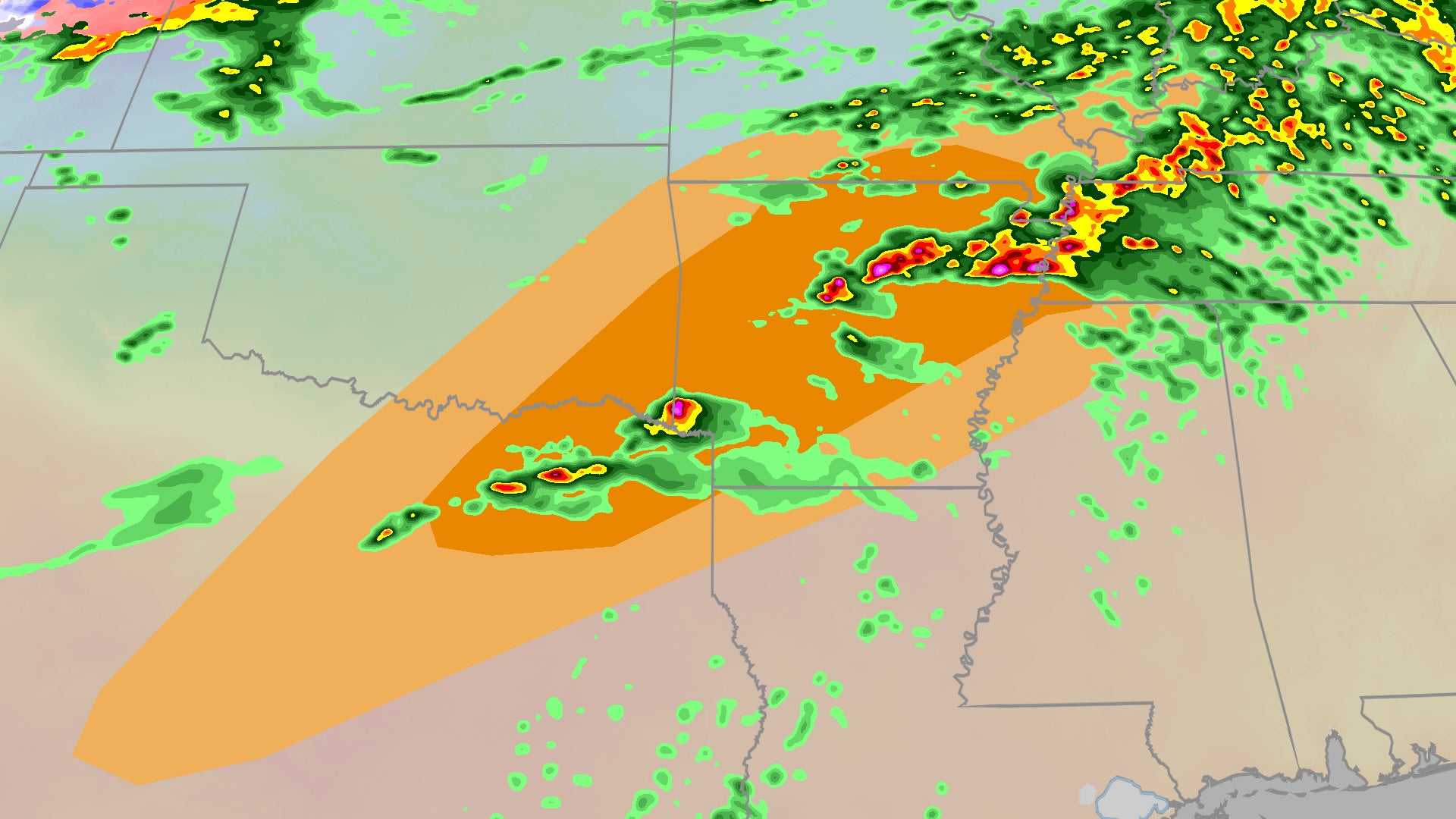 Severe storms to develop tonight from Tennessee to Texas