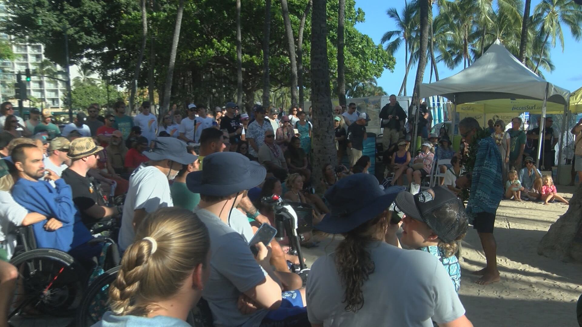 Shark bite victim, Lahaina fire survivor enter adaptive surfing competition