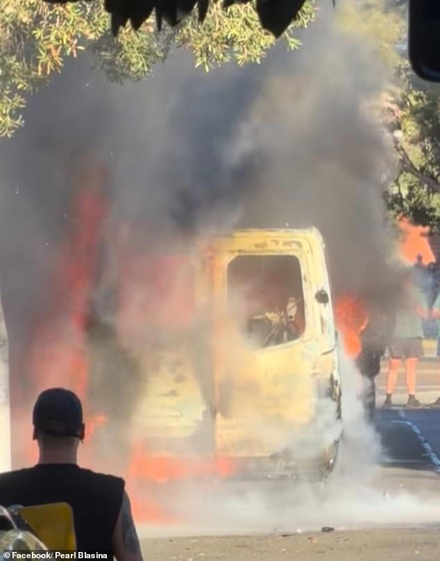 Chaos as van explodes in huge fireball on suburban Bondi street