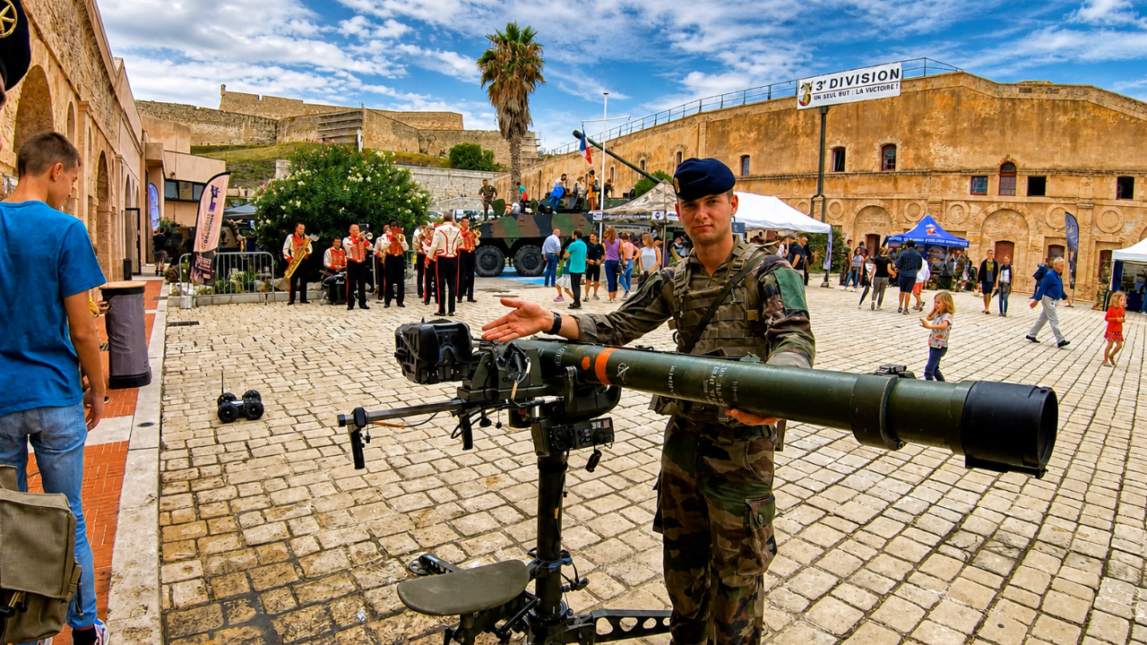 Walking through a French Army display in Marseille (4K)