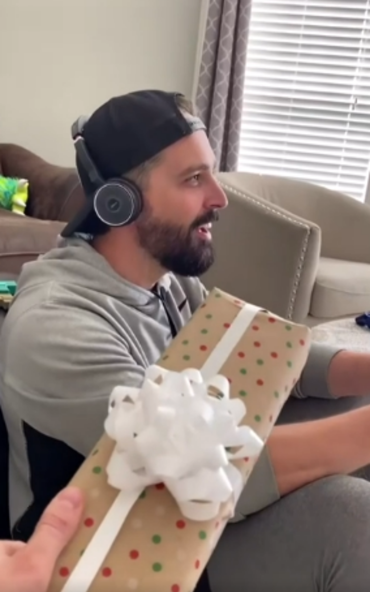 He couldn’t stop shaking with excitement after opening his surprise gift