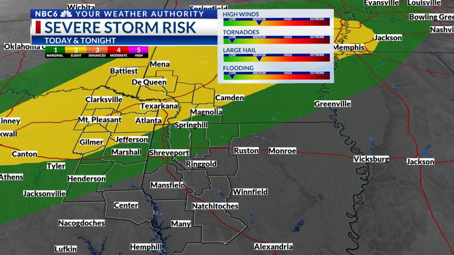 Severe thunderstorms are possible tonight and tomorrow