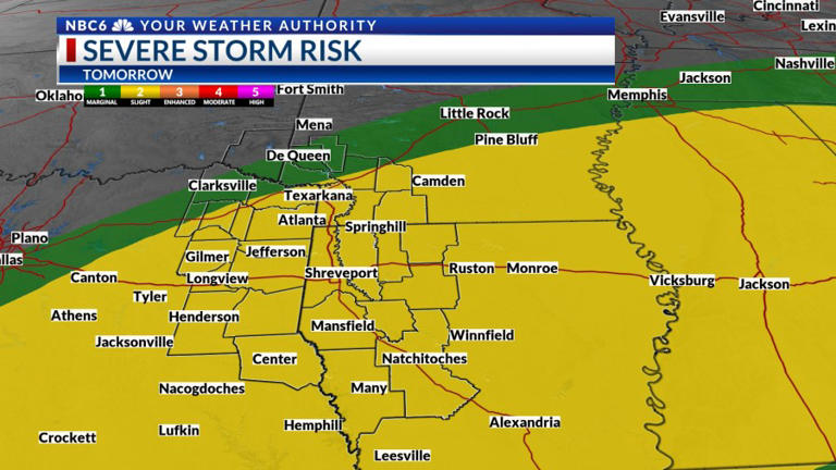 Severe thunderstorms are possible tonight and tomorrow
