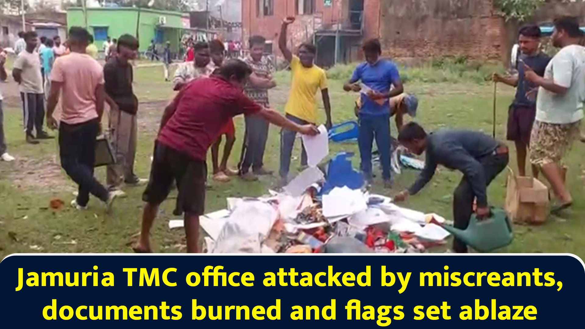 Jamuria TMC office attacked by miscreants, documents burned and flags ...