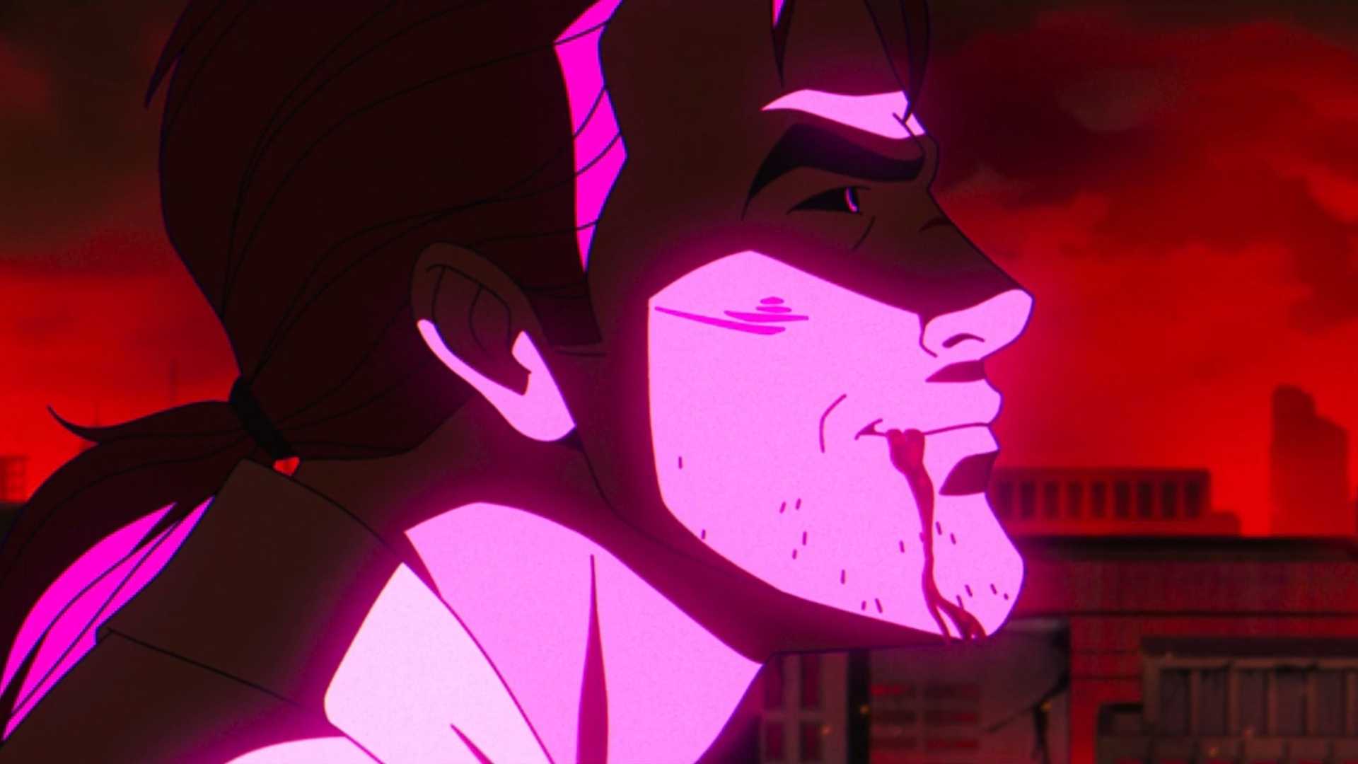 Gambit smirking at the Master Mold Sentinel right before dying in X-Men '97.
