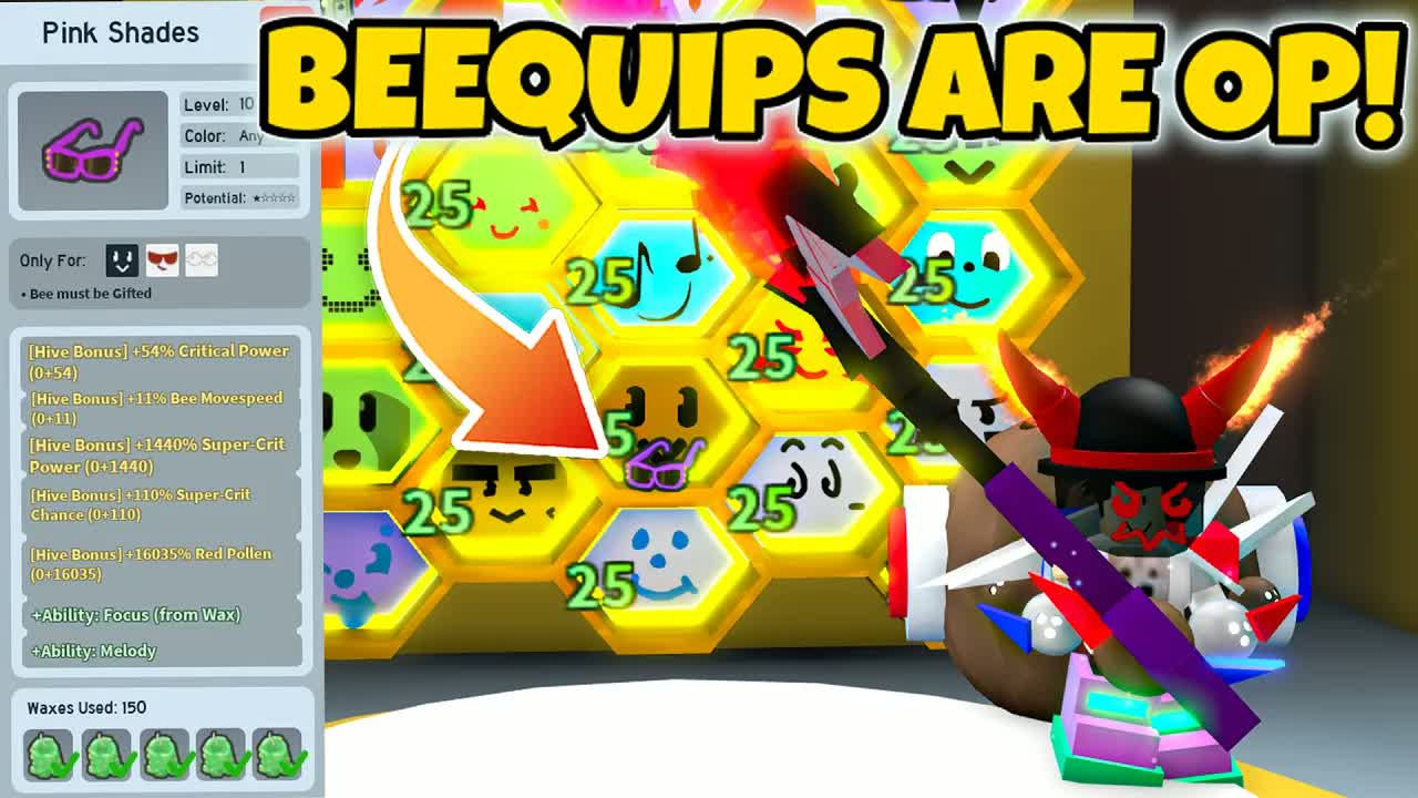 I made beequips overpowered in Bee Swarm Simulator!