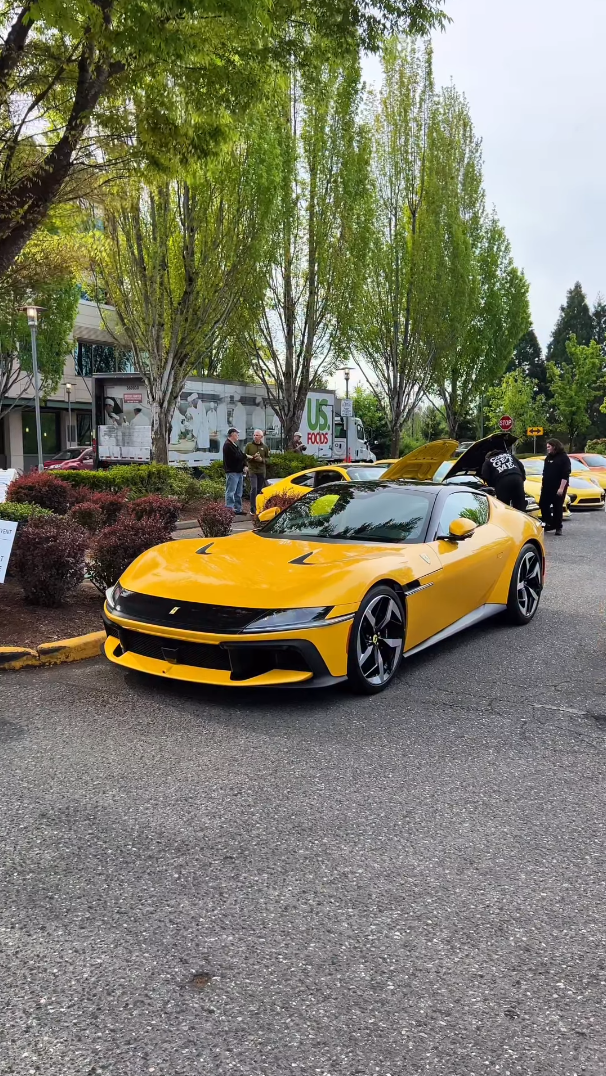 Yellow Ferrari steals the show at the car meet