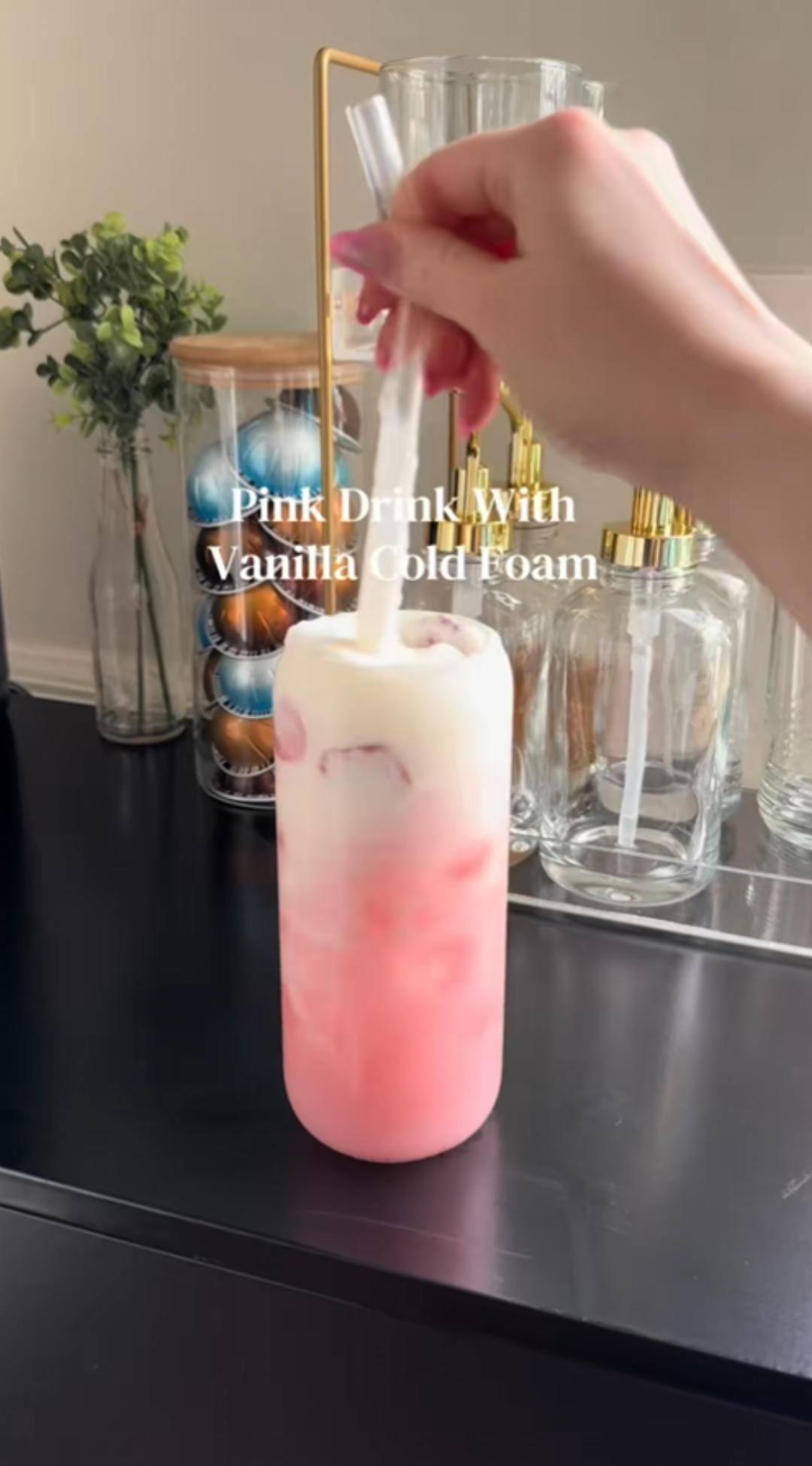 Make a creamy pink drink with cold foam at home