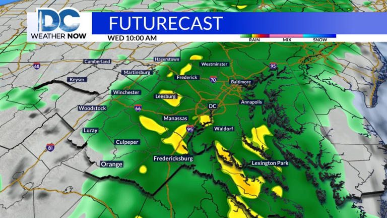 Today is warm and dry, with clouds and showers on Wednesday