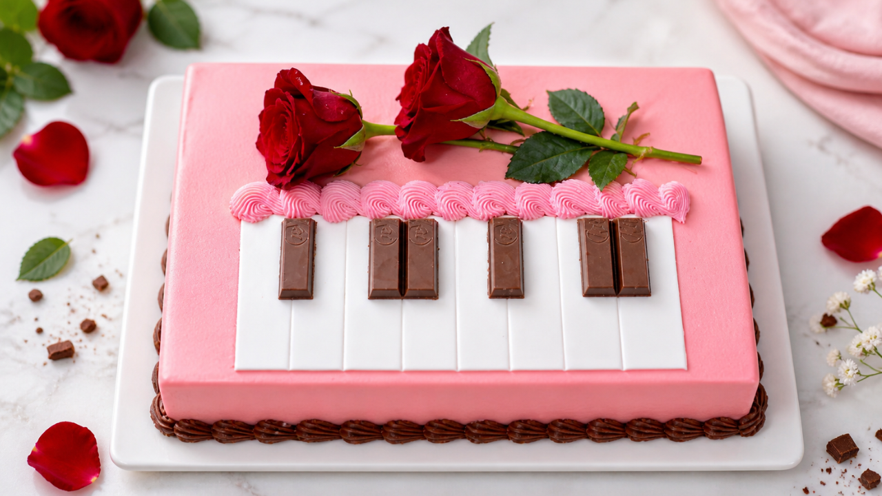 How to make piano cake with chocolate keys