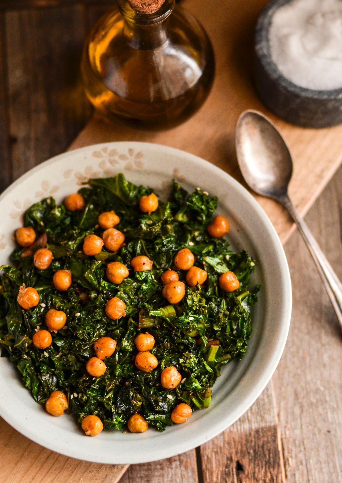 Easy kale and chickpeas (simple, flavor-packed side)