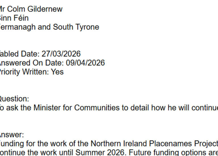 Sinn Féin’s Archibald 'stepping in' to save place-name project