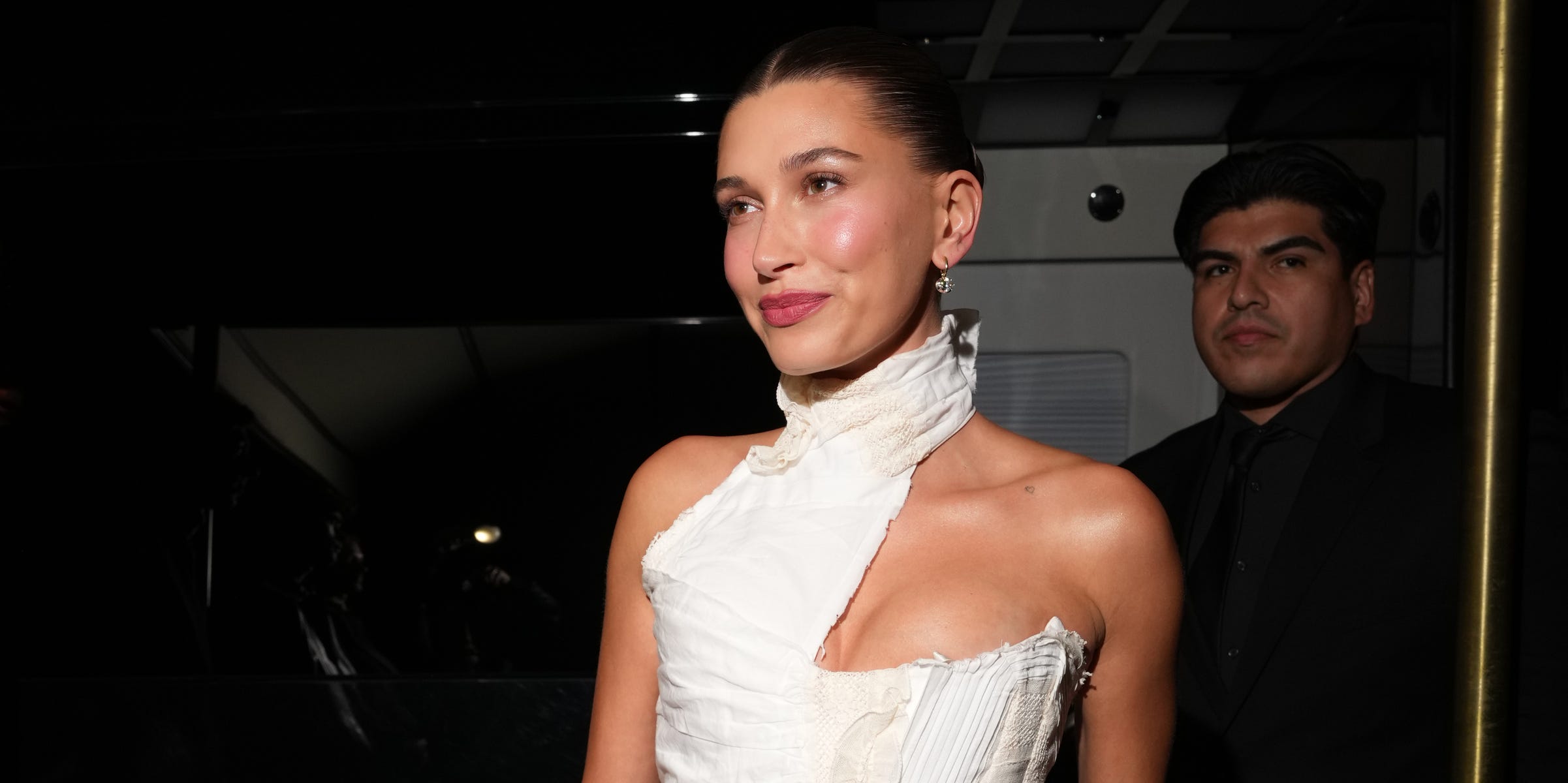 See Hailey Bieber’s corseted micro-mini look for the Met Gala after-party