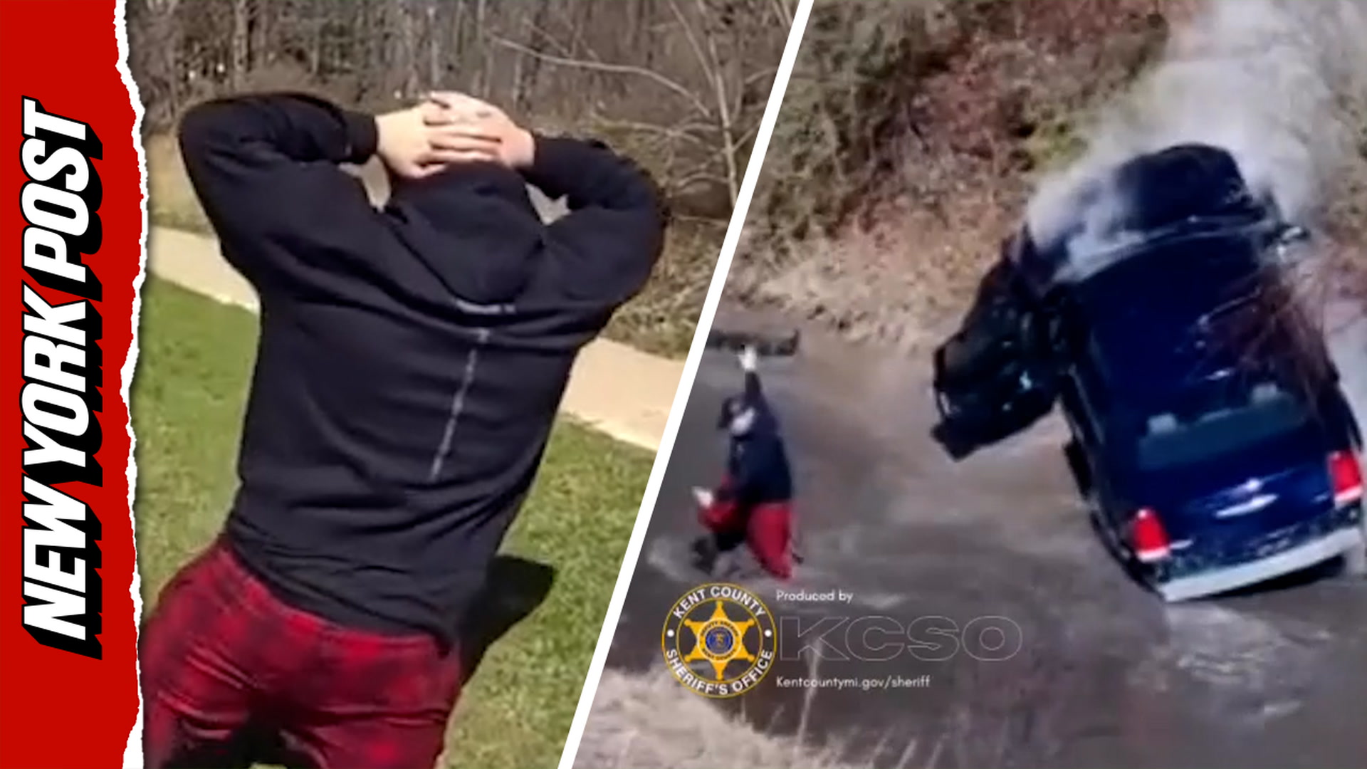 Car filled with drugs and weapons plunges into pond during high-speed ...