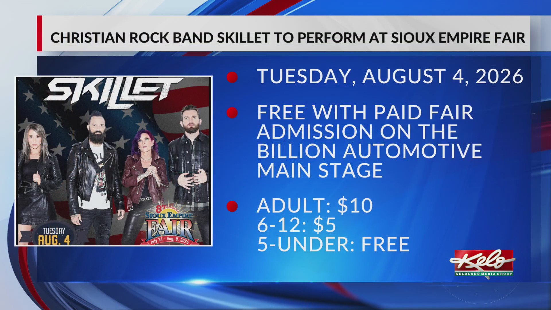 Christian rock band Skillet to perform at Sioux Empire Fair