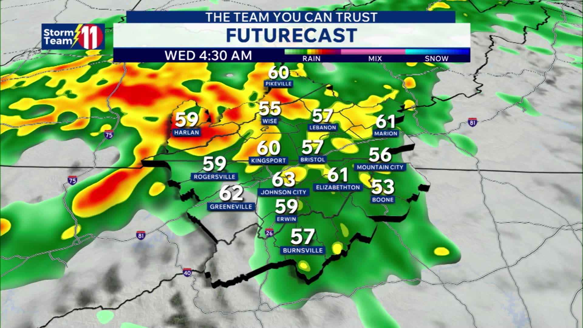 Rain returns tonight, with heavy rainfall possible on Wednesday