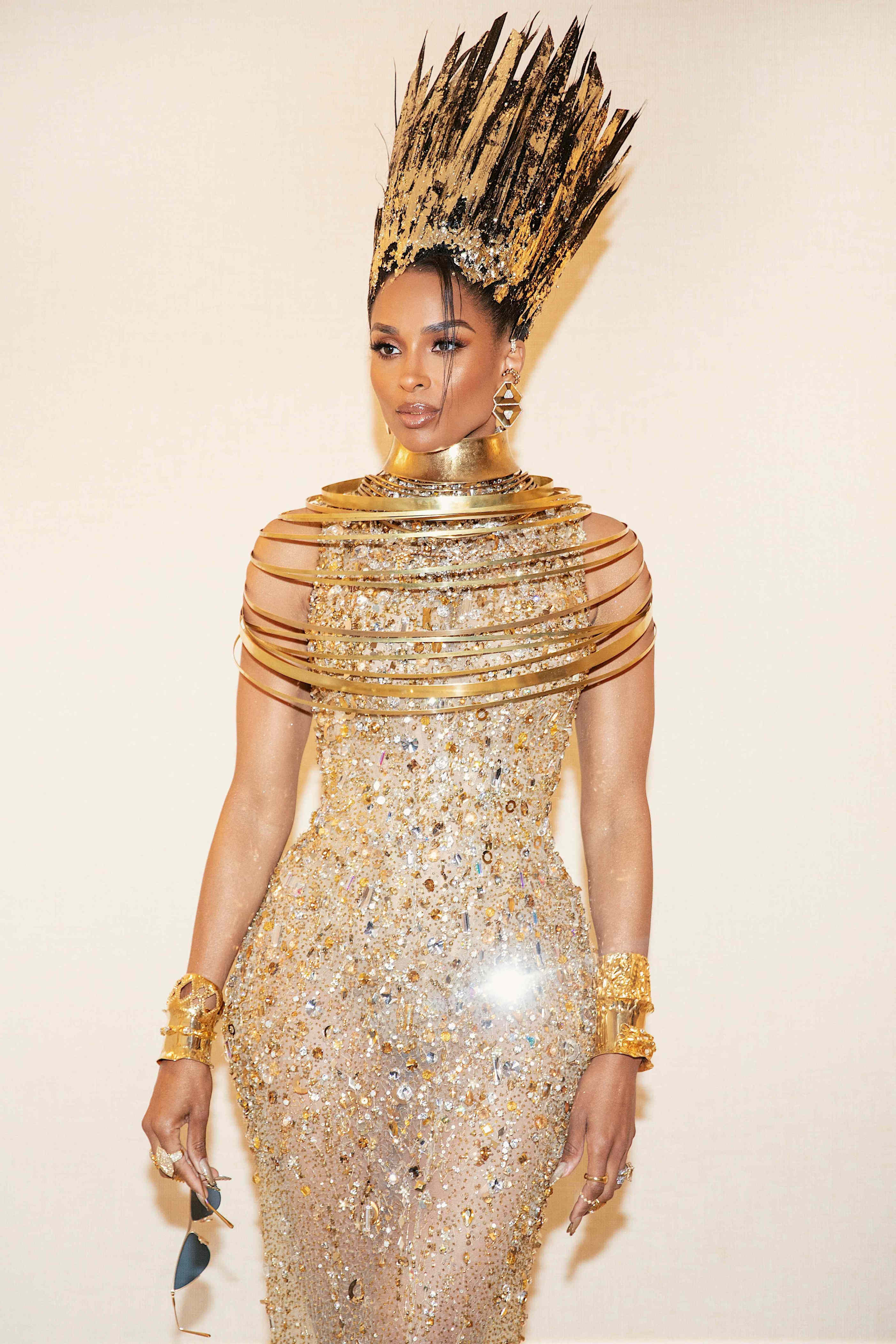 Ciara shines at Met Gala in golden Nefertiti look