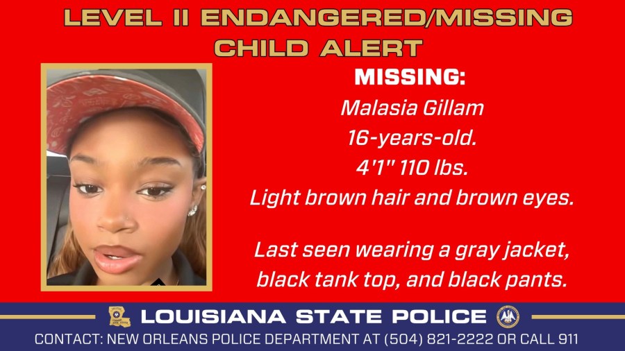 Statewide alert issued for missing New Orleans teenage girl