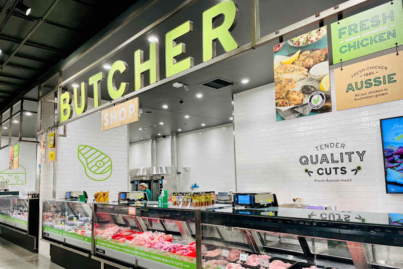 Sydney, NSW, Australia. March 29, 2023. The Butcher Shop in Woolworth's Supermarket in Sydney.