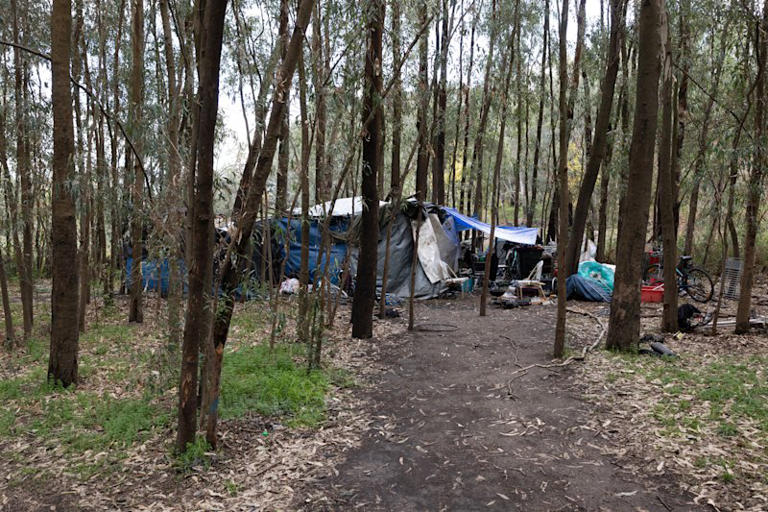 One of the homes in a camp on the bank of the Murrumbidgee River.