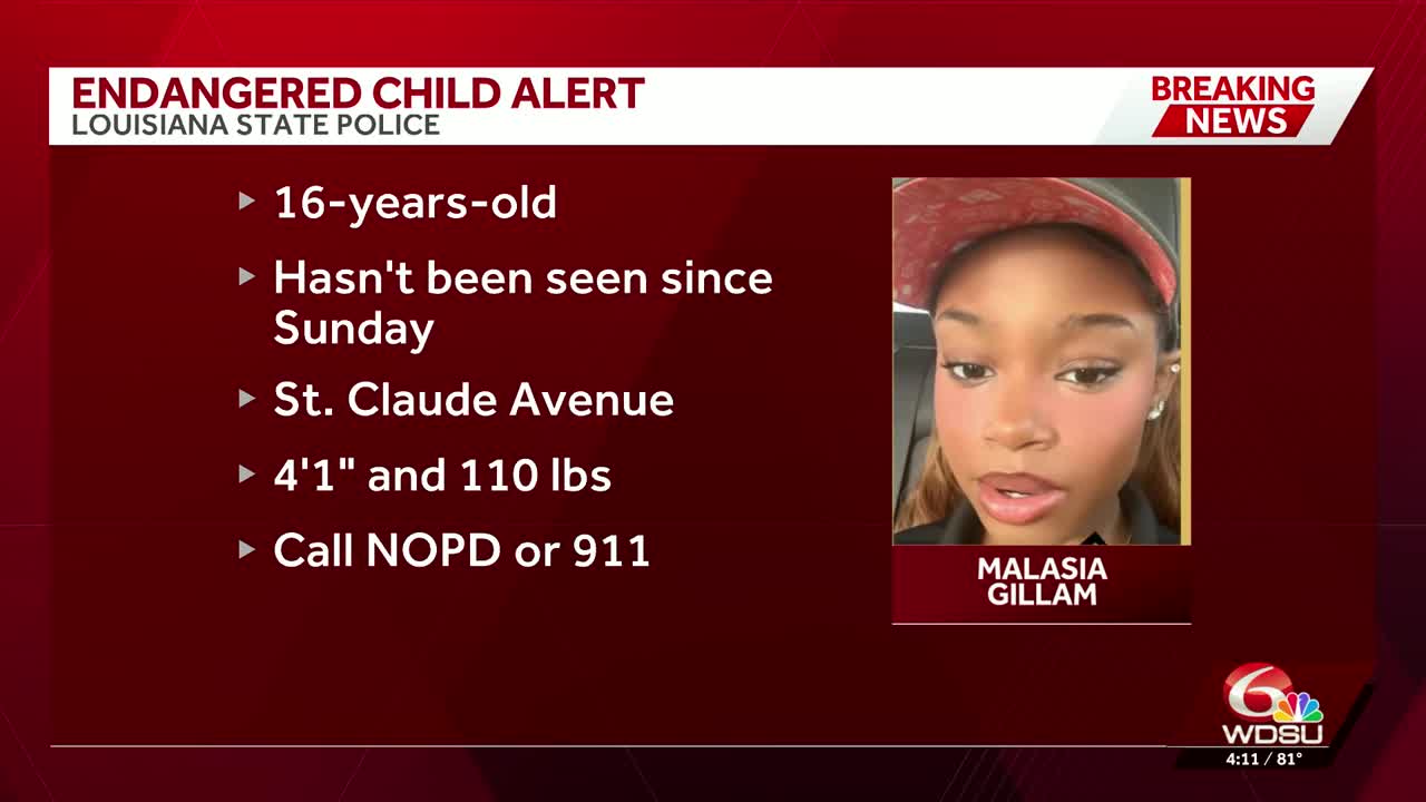 Louisiana State Police issue statewide alert for missing New Orleans teen
