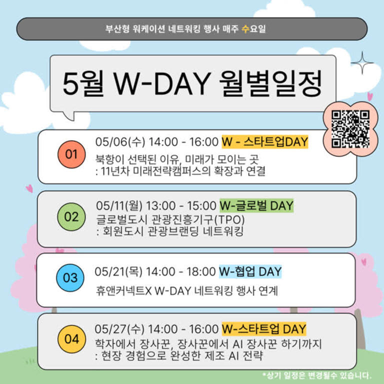 부산창경, 부산형 워케이션 교류 프로그램 'W-DAY' 5월 운영